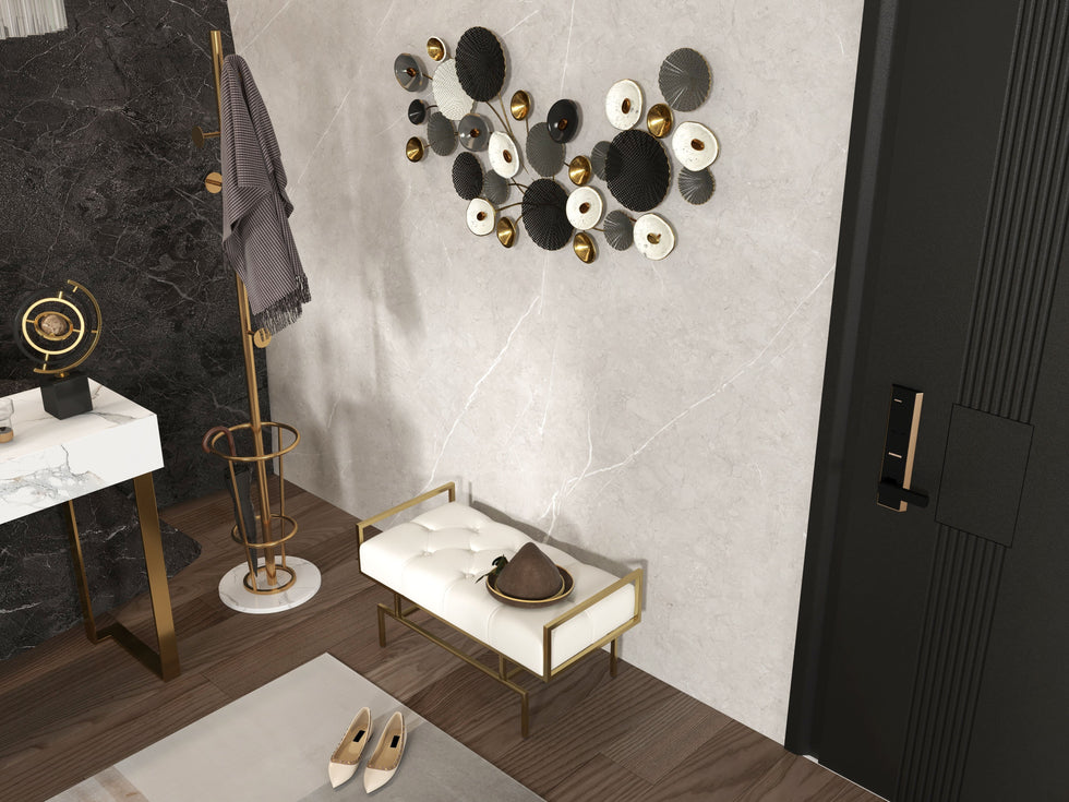 HMR - 47.2" White Console Table Modern Rectangle Accent Table For Entryway with 2 Drawers