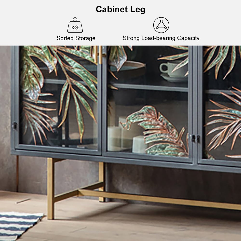 HMR - 53" Modern Painted Sideboard Buffet with Glass Doors and Shelves