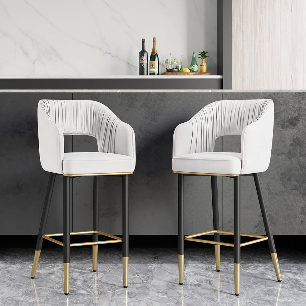 HMR - Modern 43" Bar Stools with Velvet Upholstery