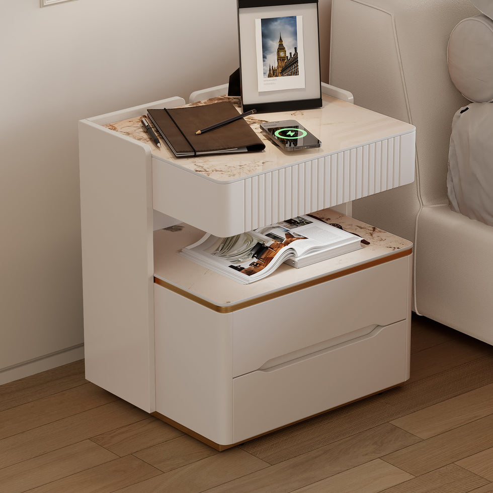 HMR - Vailora Smart Nightstand with Wireless Charger Sensor Light Bluetooth Speakers