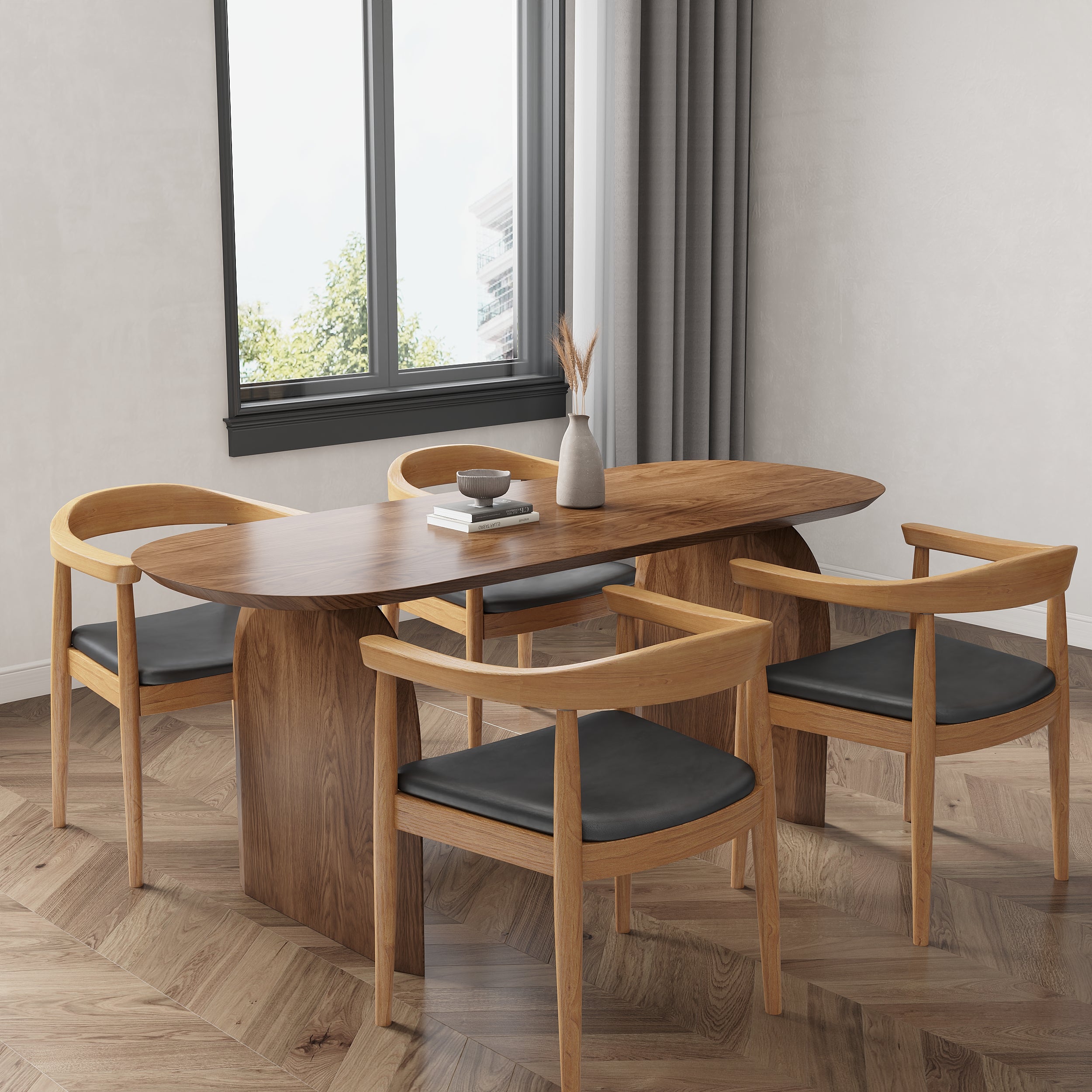 HMR - Dining Set 70.9" Japandi Dining Table
