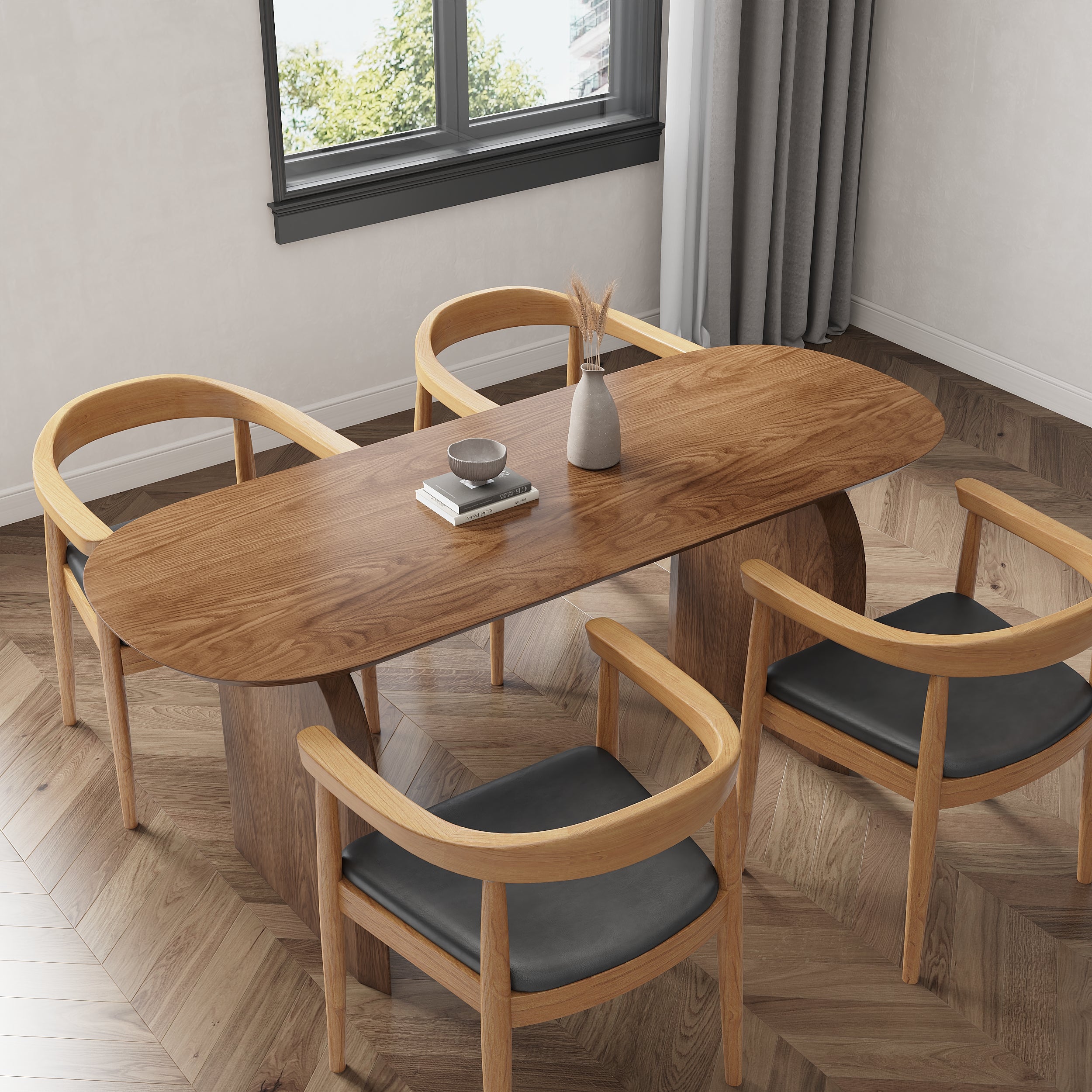 HMR - Dining Set 70.9" Japandi Dining Table