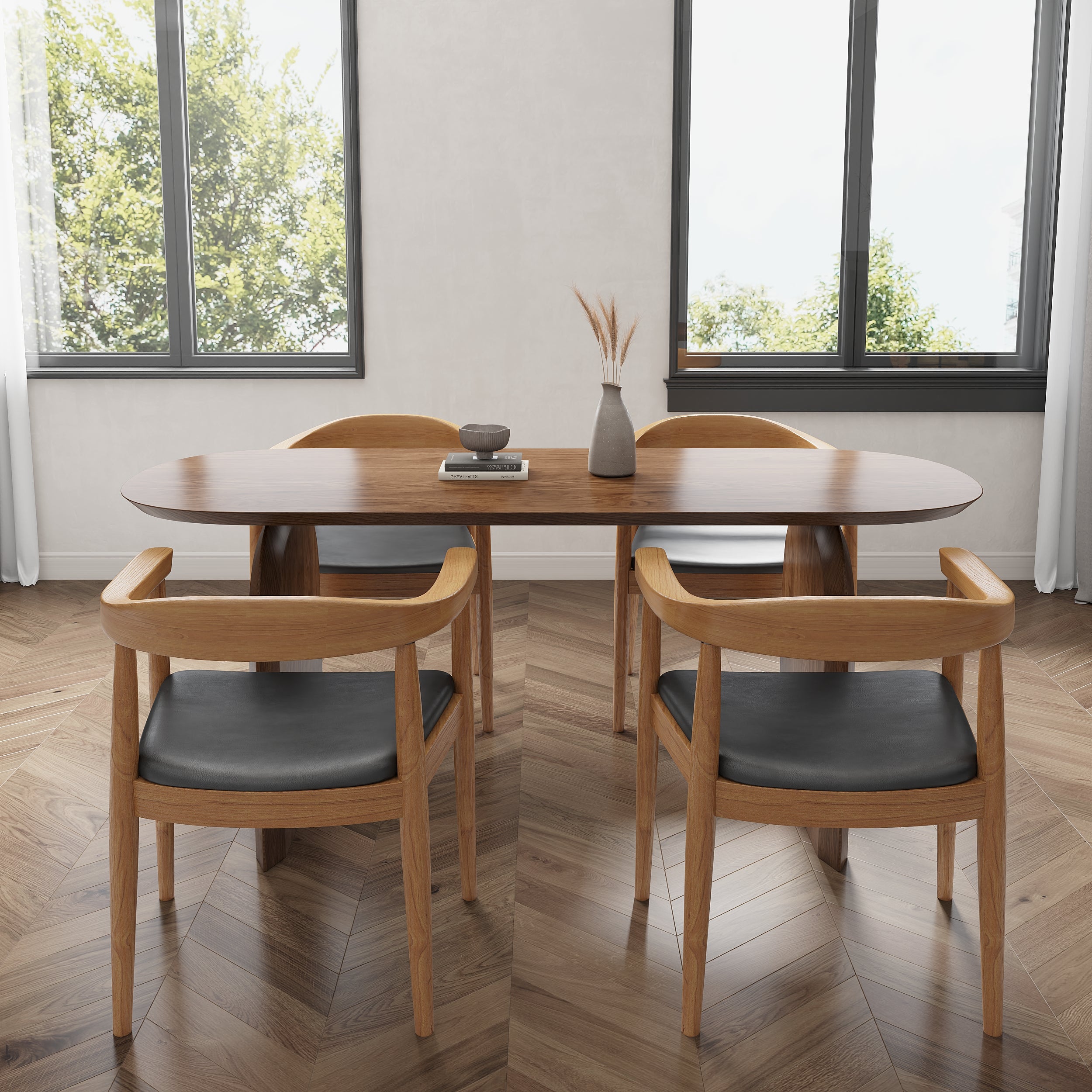 HMR - Dining Set 70.9" Japandi Dining Table