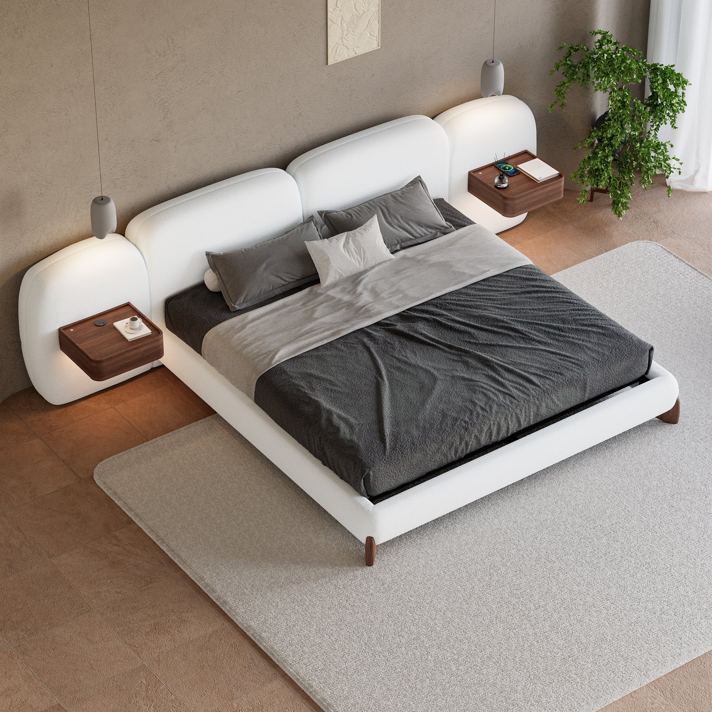 HMR - Curva Boucle Bed with Headboard