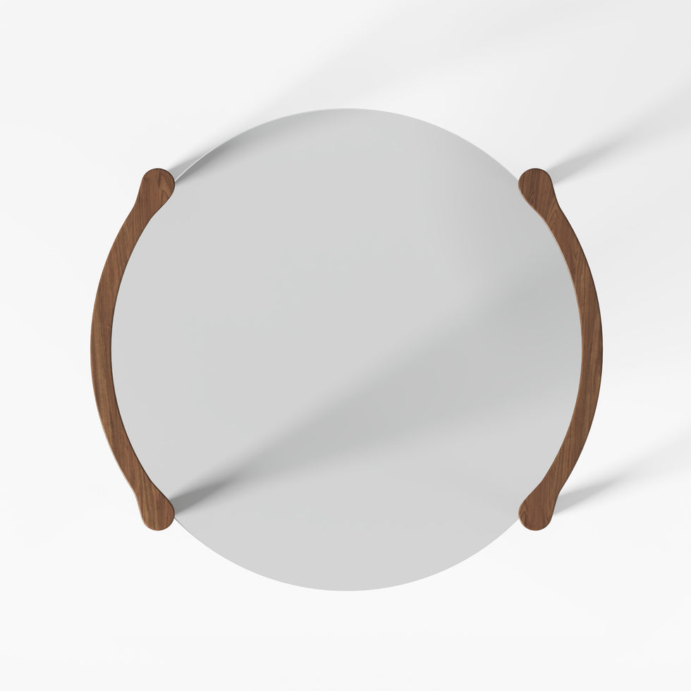 HMR - 32" Round Glass Mid Century Modern Coffee Table with Wood Legs