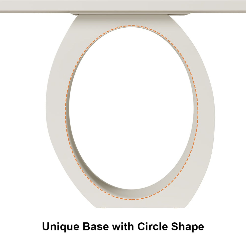 HMR - 39.4" Modern Console Table with Circle Base White Wooden Entryway Table