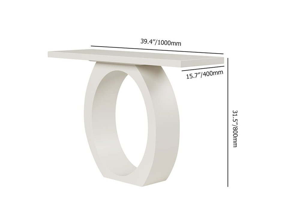 HMR - 39.4" Modern Console Table with Circle Base White Wooden Entryway Table