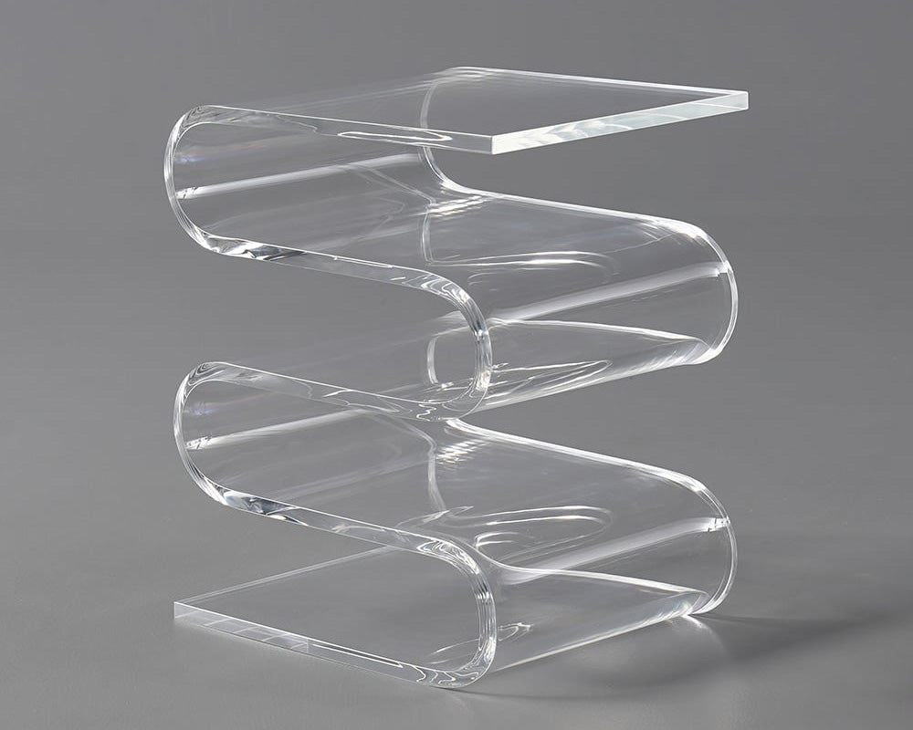 HMR - Acrylic End Table with Storage Wavy Shape Side Table