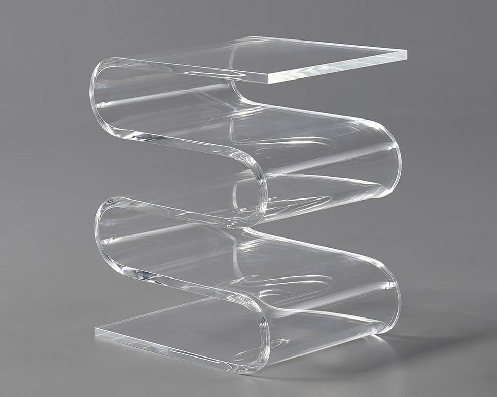 HMR - Acrylic End Table with Storage Wavy Shape Side Table