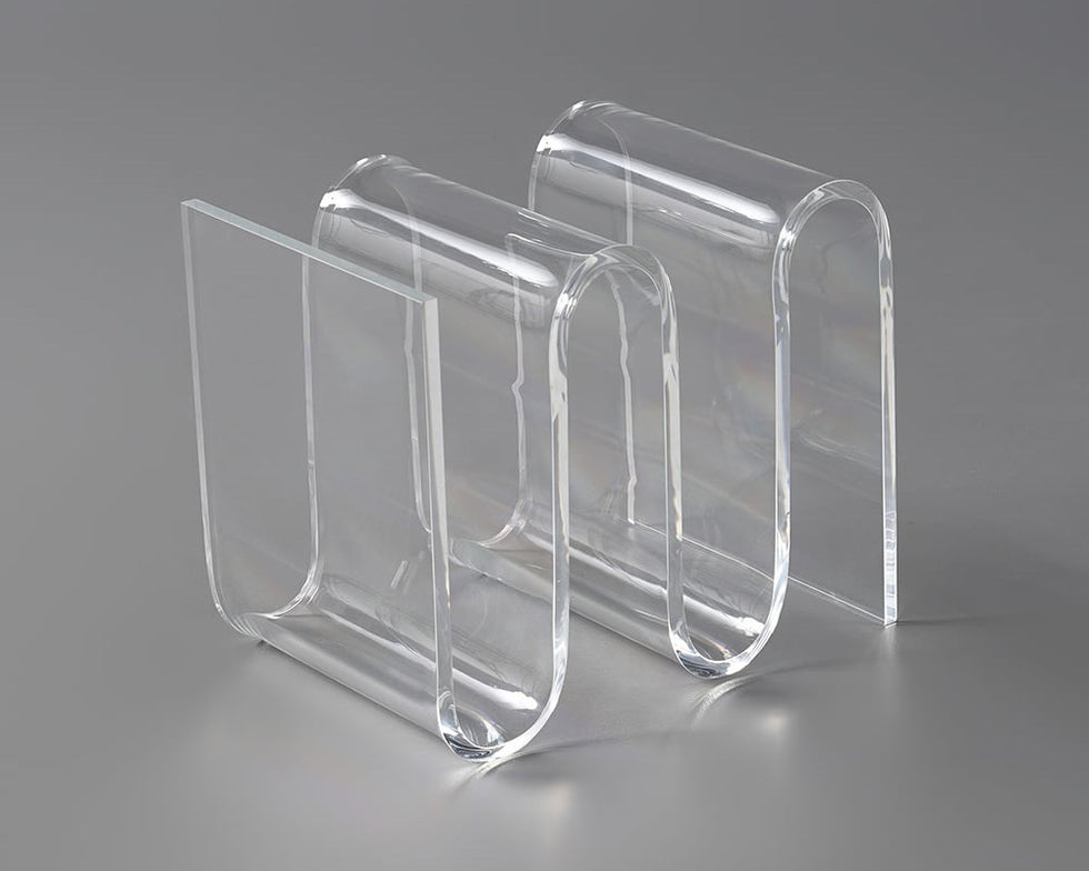 HMR - Acrylic End Table with Storage Wavy Shape Side Table