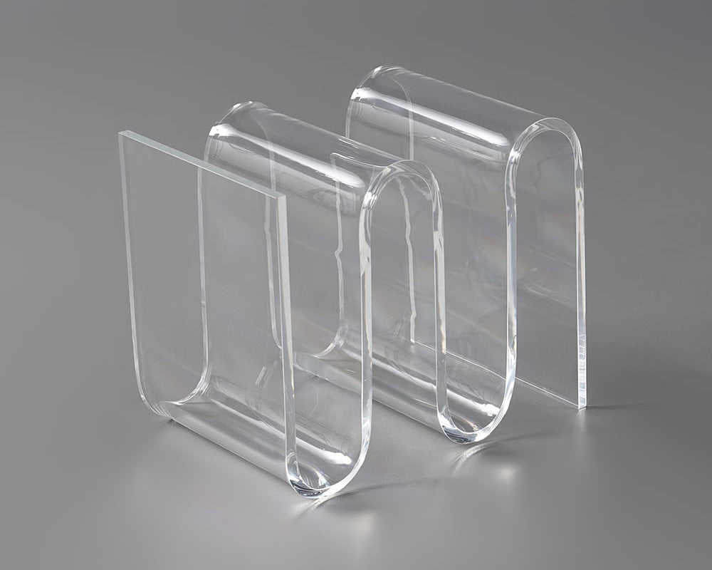 HMR - Acrylic End Table with Storage Wavy Shape Side Table