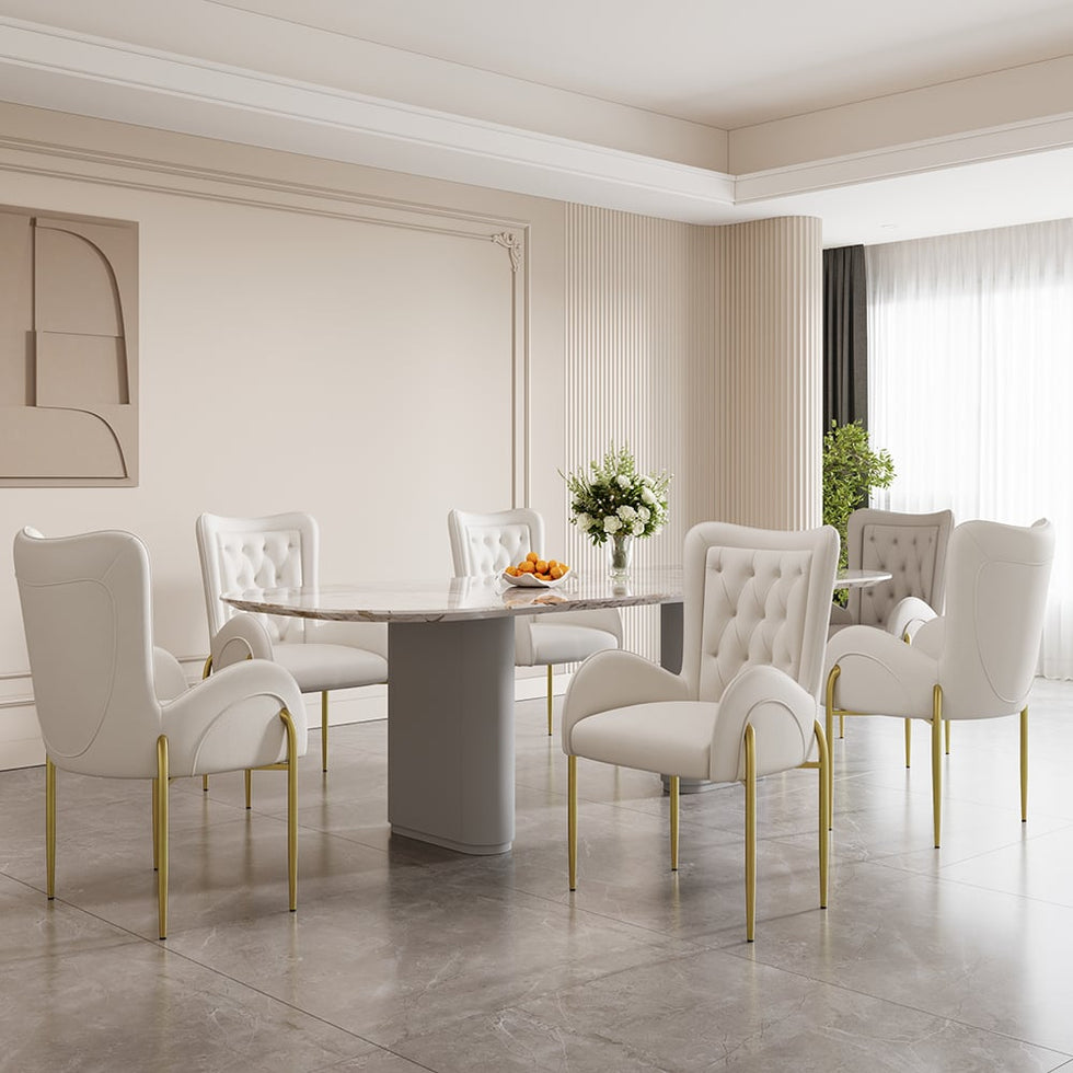 HMR - Oakic Series Modern Dining Chairs with PU Leather Upholstery