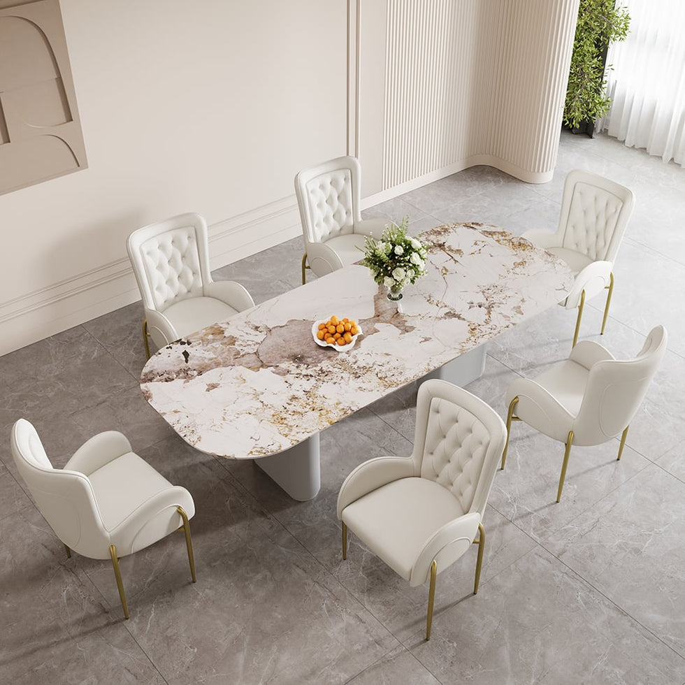 HMR - Oakic Series Modern Dining Chairs with PU Leather Upholstery