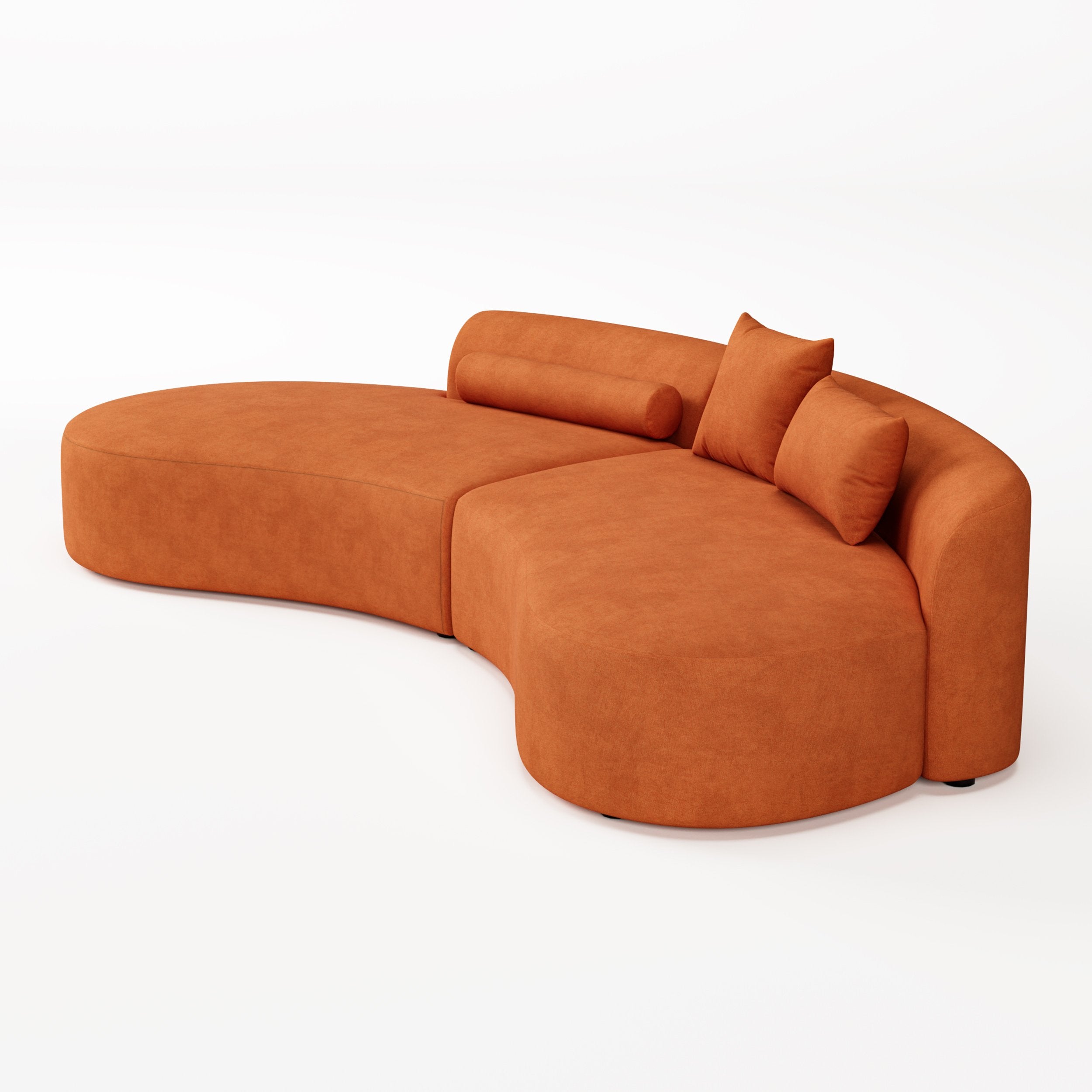 HMR - 109" 2-Piece Curved Sectional Sofa with Pillows