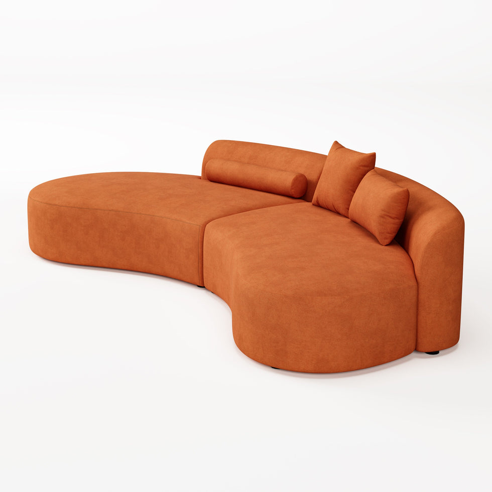 HMR - 109" 2-Piece Curved Sectional Sofa with Pillows