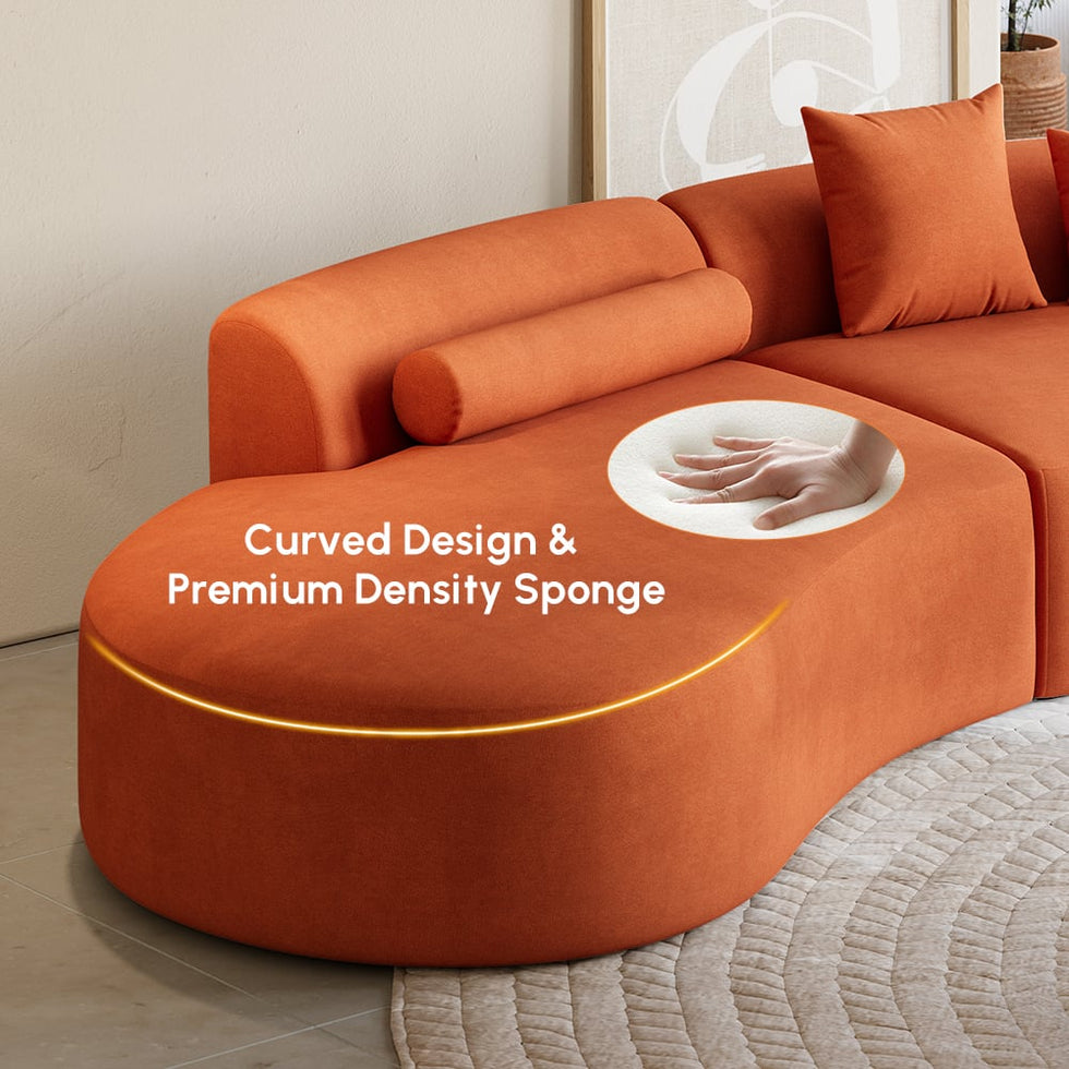 HMR - 109" 2-Piece Curved Sectional Sofa with Pillows