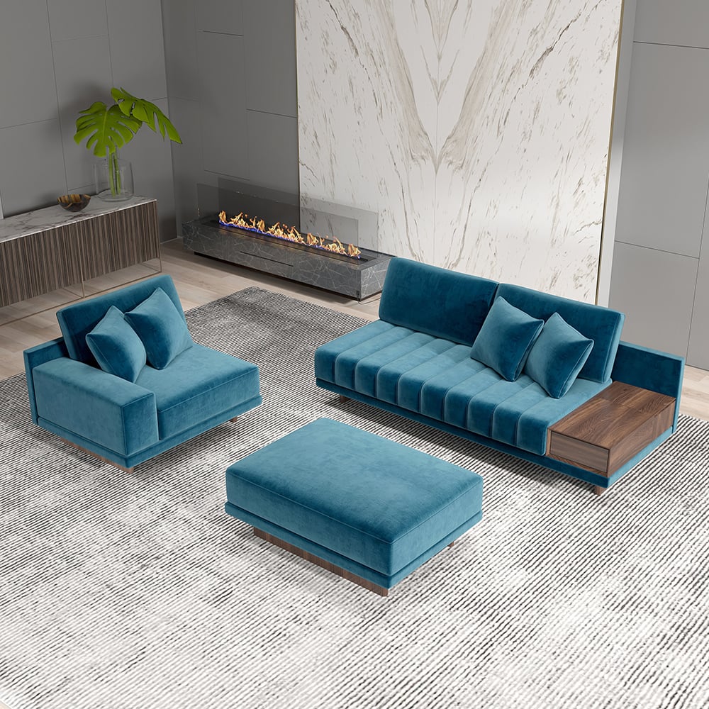 HMR - 126" L-Shaped Modular Sectional with Chaise & Ottoman