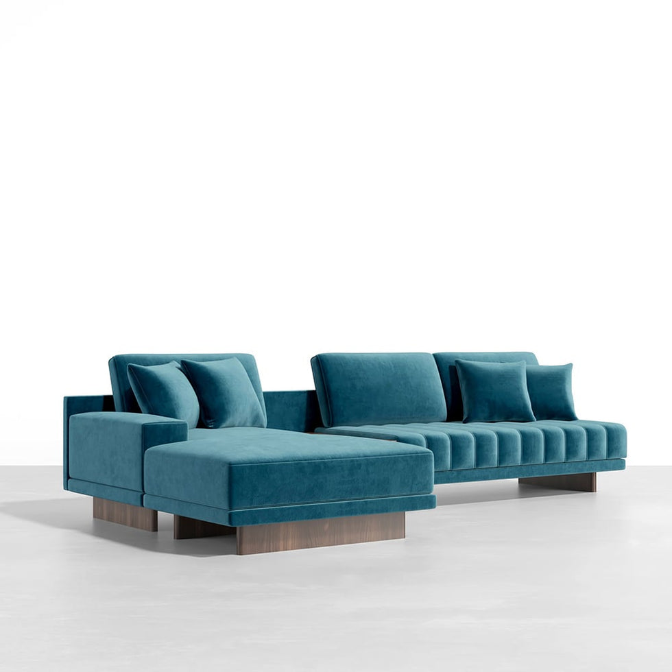 HMR - 126" L-Shaped Modular Sectional with Chaise & Ottoman