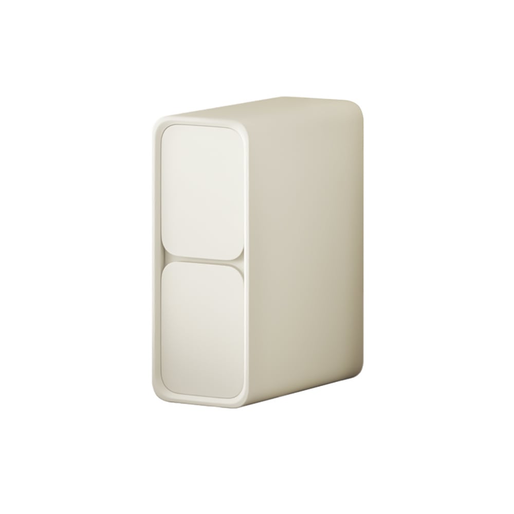 HMR - Modern Narrow Off-White Nightstand 2-Drawer Small Bedside Table with PU Leather