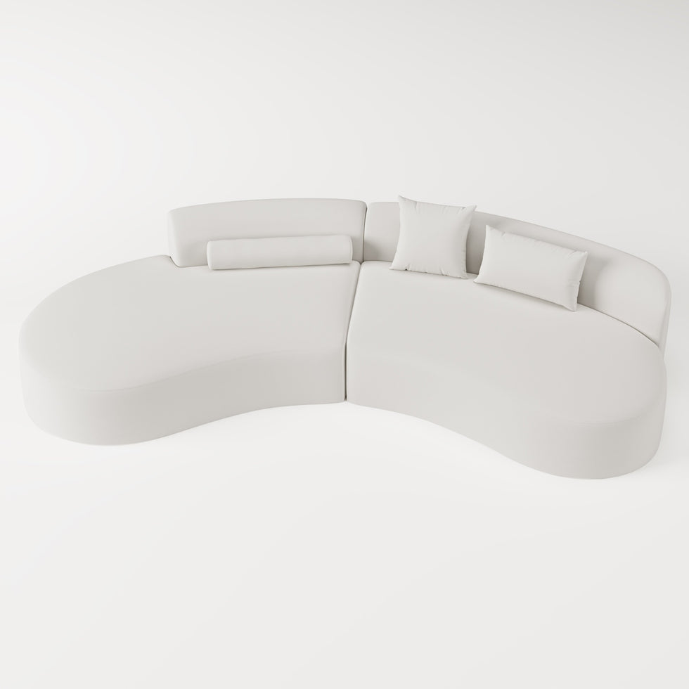 HMR - 109" 2-Piece Curved Sectional Sofa with Pillows