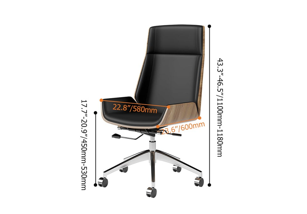 HMR - Ultic L Shaped Home Office Desk & Faux Leather Office Chair Set with Wheels