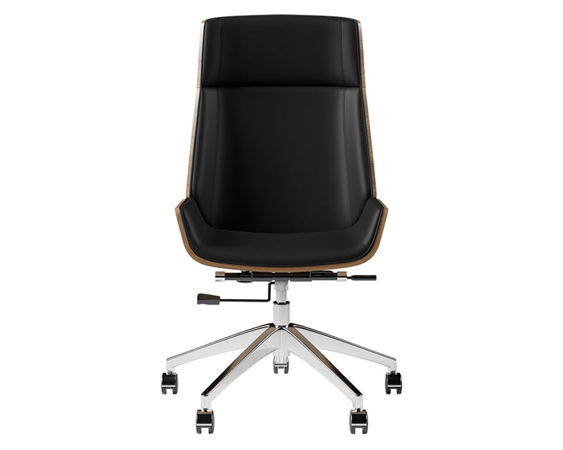 HMR - Ultic L Shaped Home Office Desk & Faux Leather Office Chair Set with Wheels