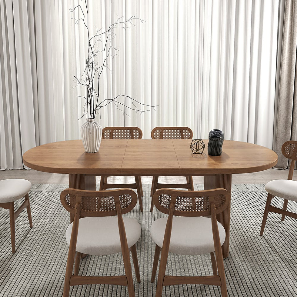 HMR - Japandi Oval Extendable Dining Table