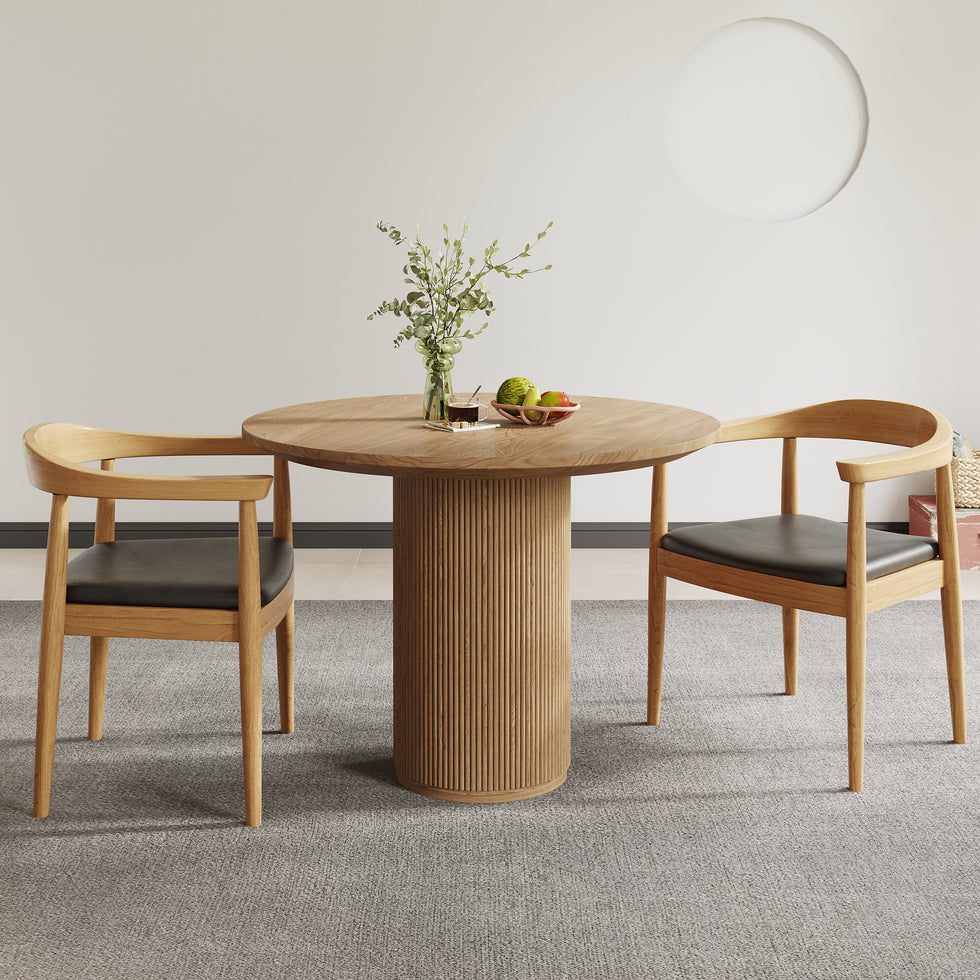 HMR - Japandi Style Round Wood Dining Table