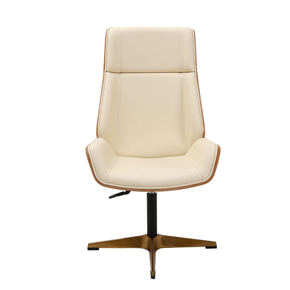 HMR - Industrial Wooden Writing Desk & Leather Office Chair Set