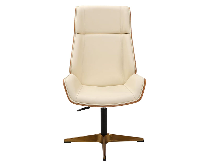 HMR - Industrial Wooden Writing Desk & Leather Office Chair Set