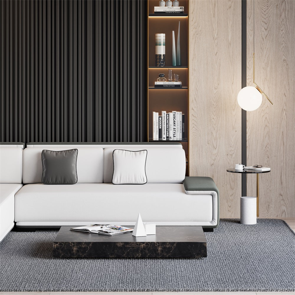 HMR - Doart 112" Cotton & Linen 4-Seater Modern Corner Modular Sectional Sofa L-Shaped