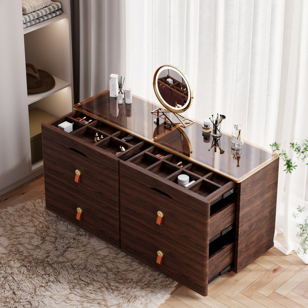 HMR - Chanor 47" Glass Top 6-Drawer Dresser