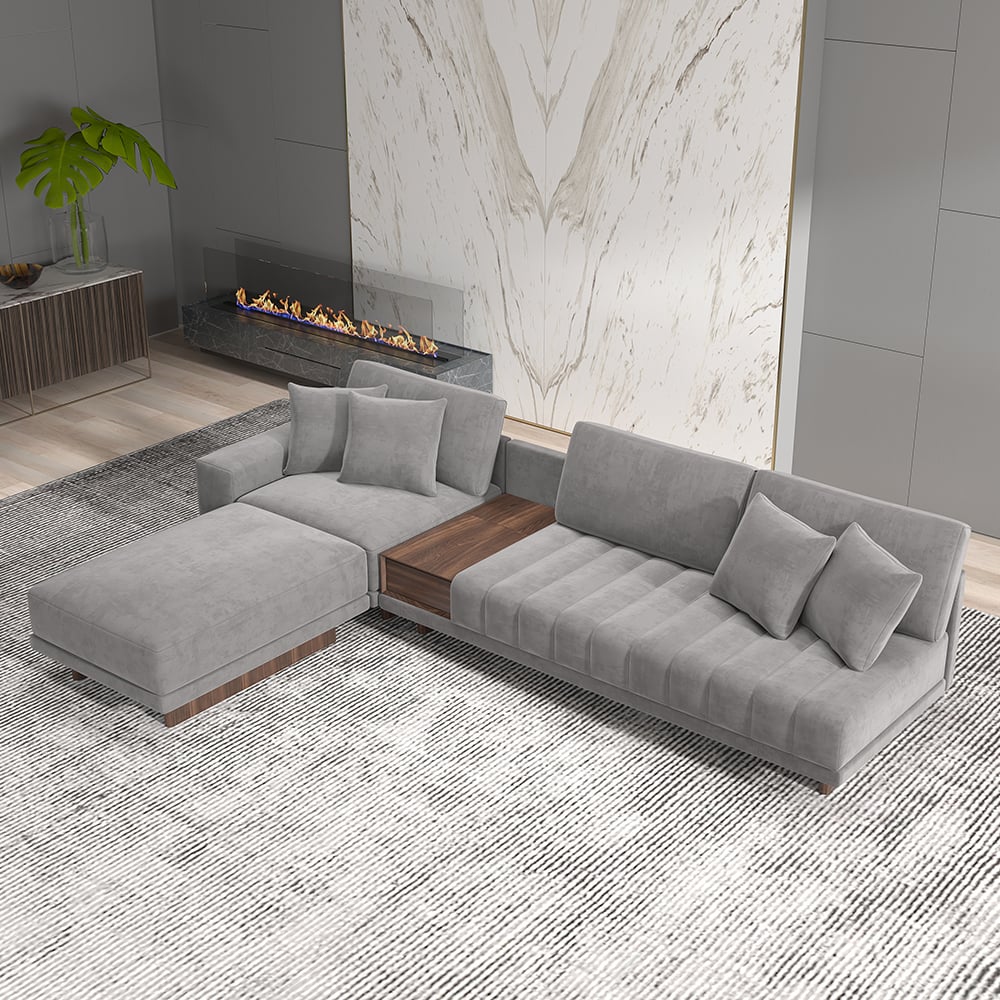 HMR - 126" L-Shaped Modular Sectional with Chaise & Ottoman