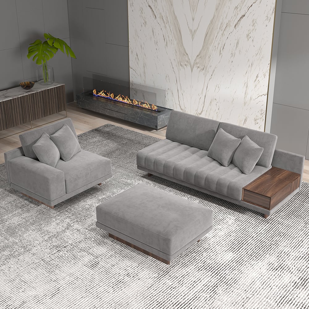 HMR - 126" L-Shaped Modular Sectional with Chaise & Ottoman