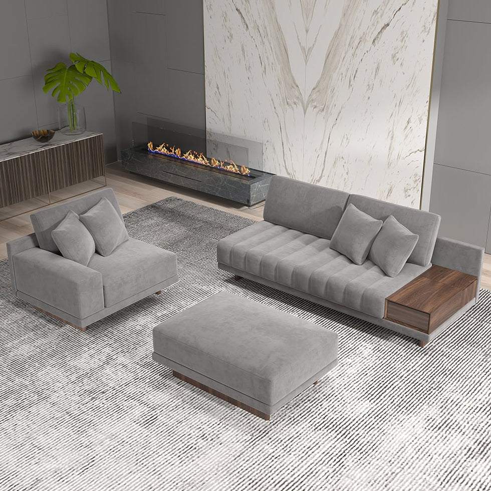 HMR - 126" L-Shaped Modular Sectional with Chaise & Ottoman