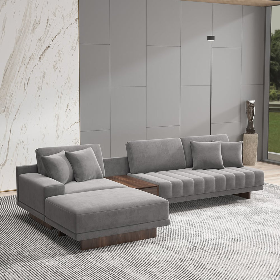 HMR - 126" L-Shaped Modular Sectional with Chaise & Ottoman