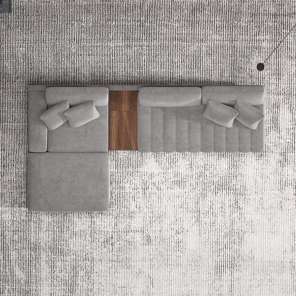 HMR - 126" L-Shaped Modular Sectional with Chaise & Ottoman