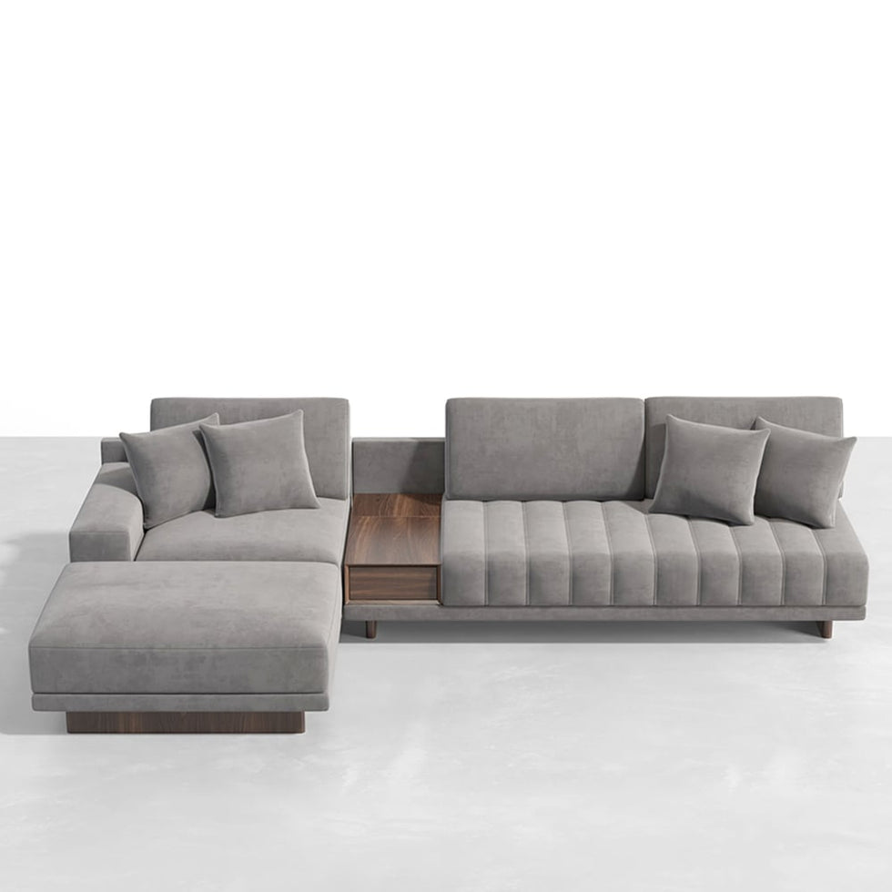 HMR - 126" L-Shaped Modular Sectional with Chaise & Ottoman
