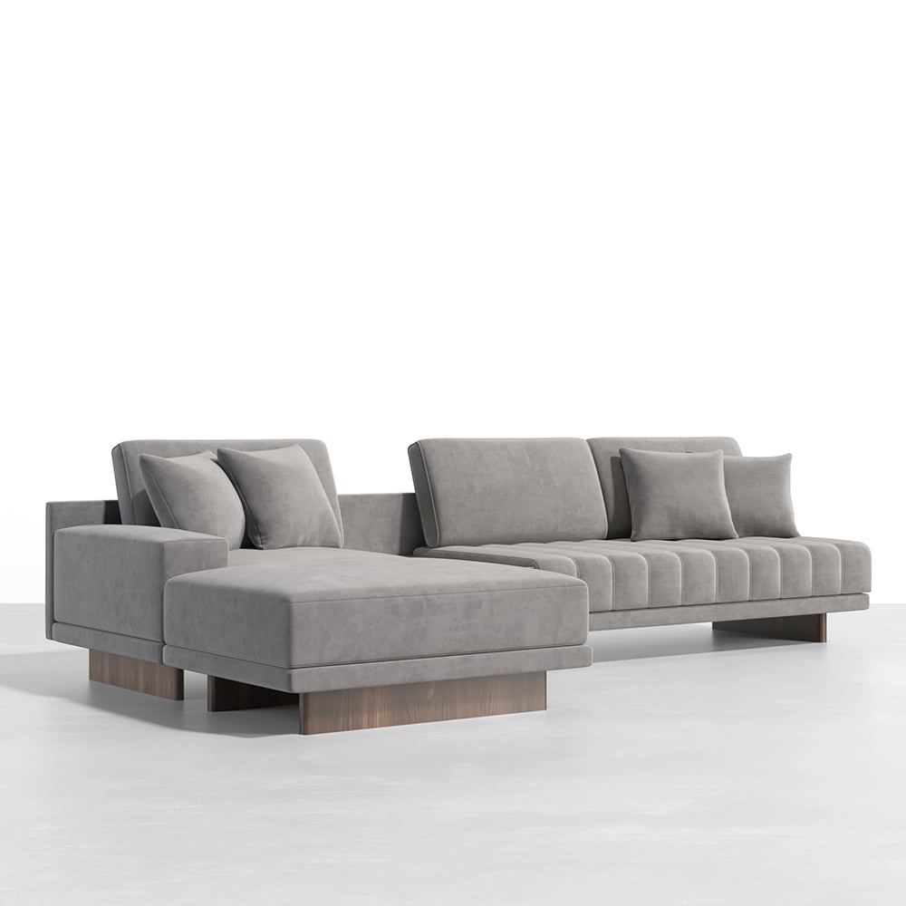 HMR - 126" L-Shaped Modular Sectional with Chaise & Ottoman