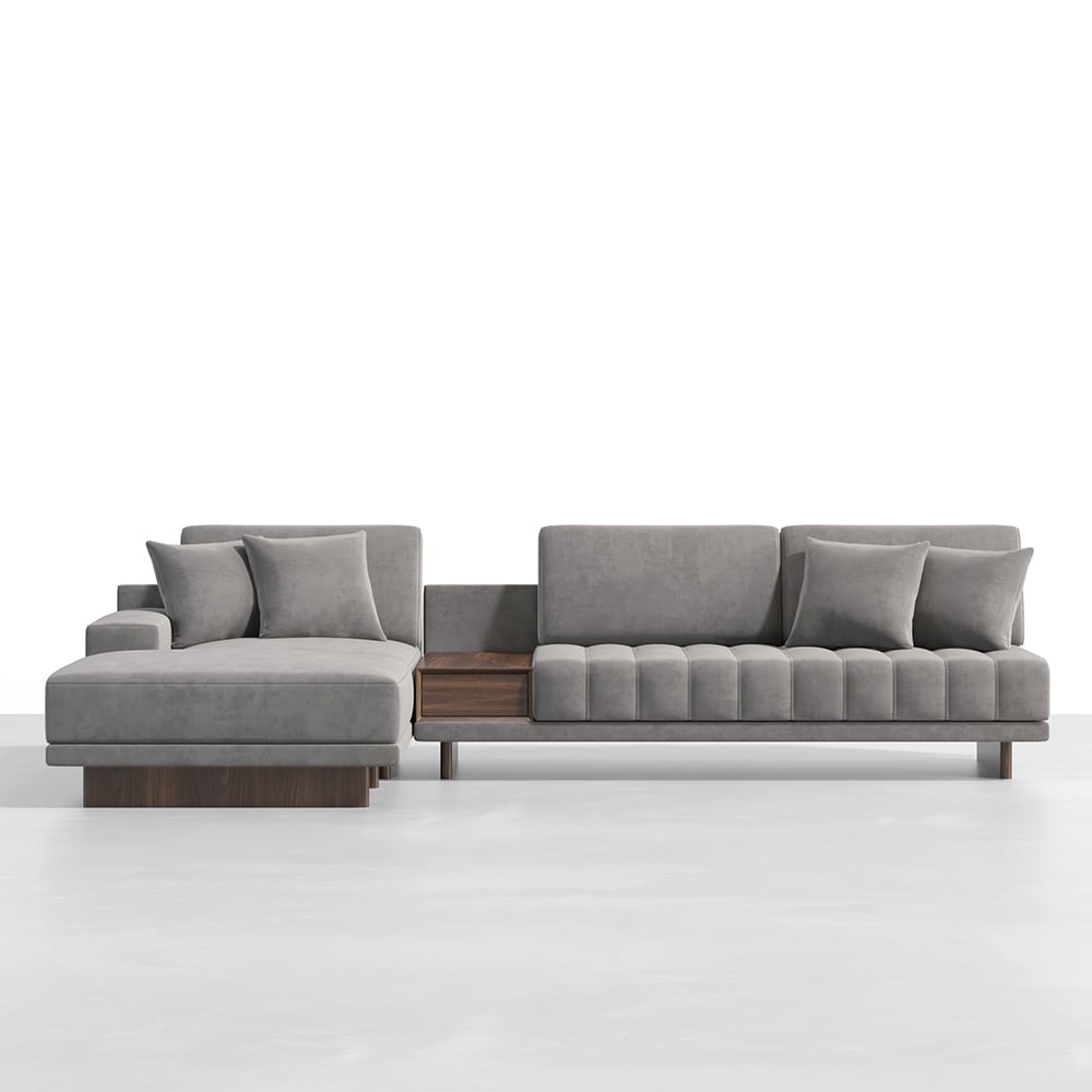 HMR - 126" L-Shaped Modular Sectional with Chaise & Ottoman