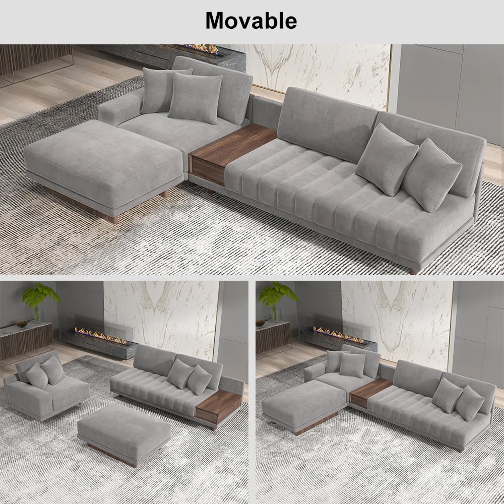 HMR - 126" L-Shaped Modular Sectional with Chaise & Ottoman
