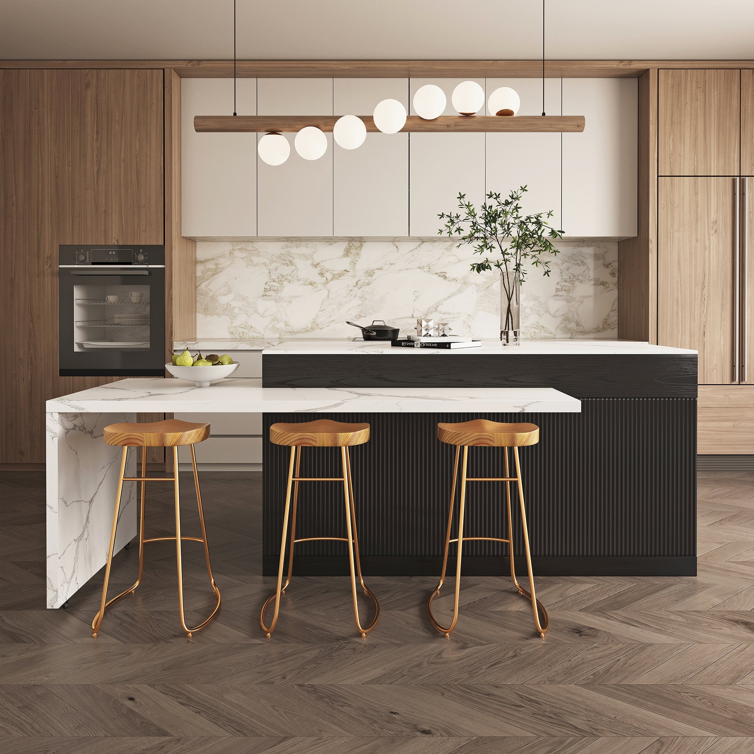HMR - 81''-106" Extendable Kitchen lsland with Doors&Drawers