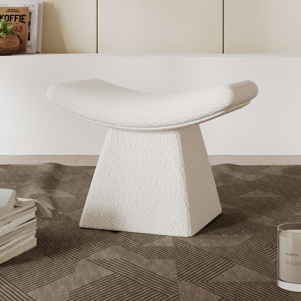 HMR - Boucle Ottoman Unique Design Accent Chair