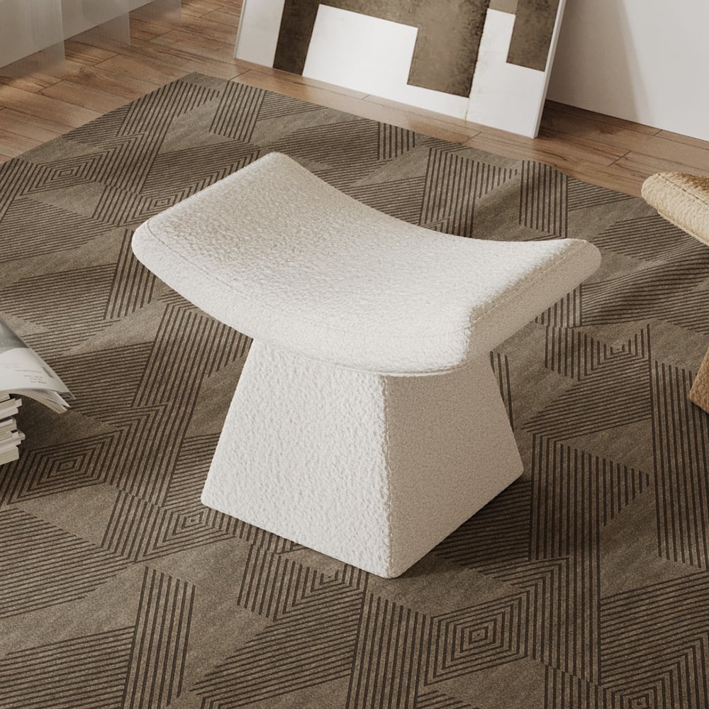 HMR - Boucle Ottoman Unique Design Accent Chair