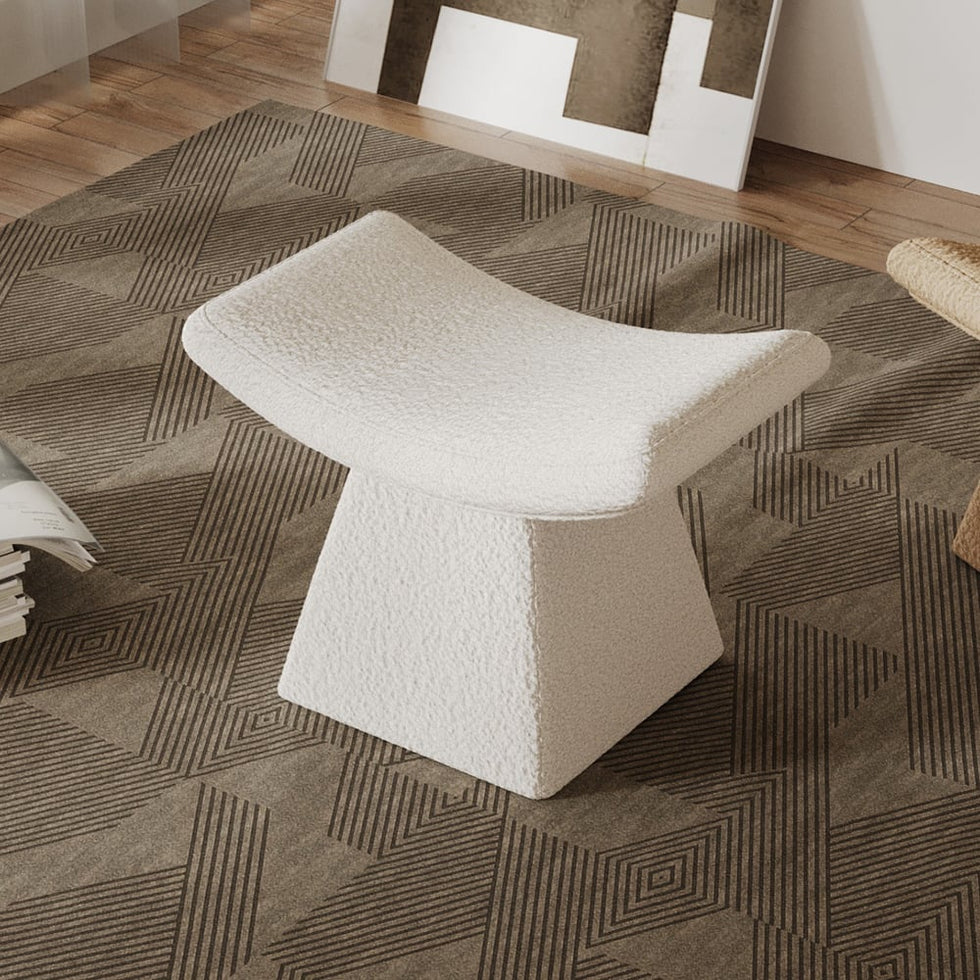 HMR - Boucle Ottoman Unique Design Accent Chair