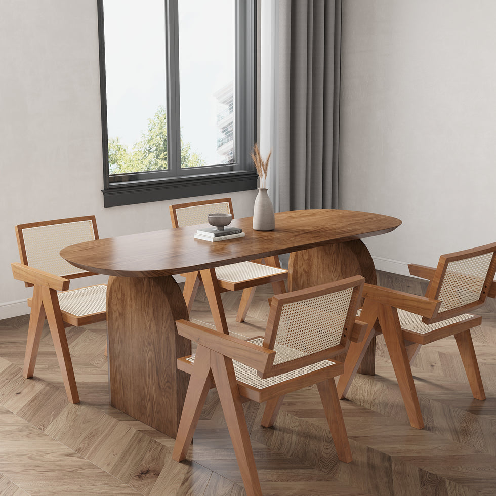 HMR - Dining Set 70.9" Japandi Dining Table