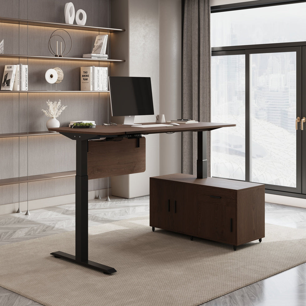 HMR - Modern L Shaped Adjustable Electric Standing Executive Desk