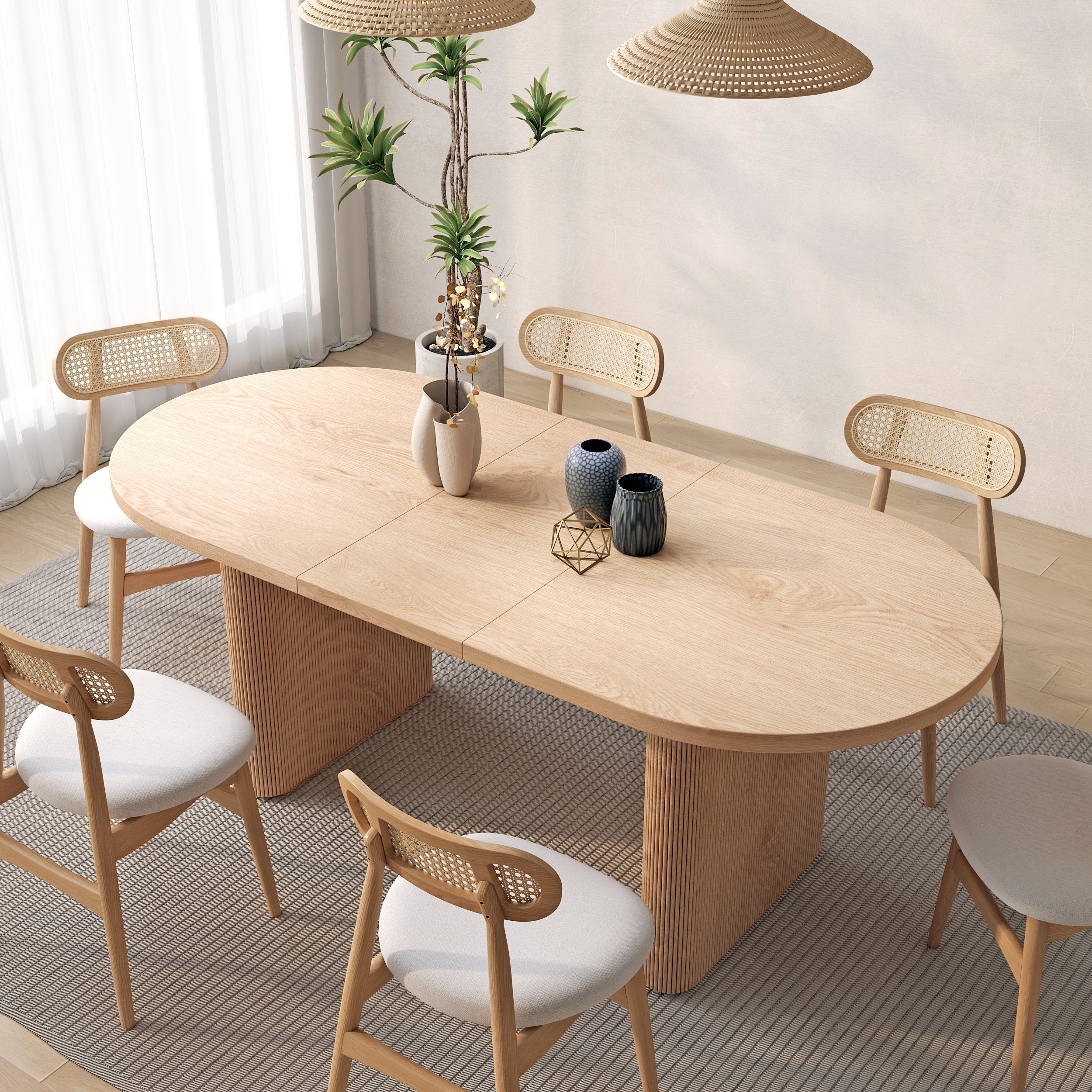 HMR - Japandi Oval Extendable Dining Table