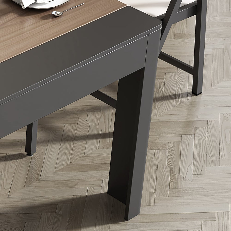 HMR - 70.9" Farmhouse Extendable Dining Table with Storage Sideboard Seats 4-6 People