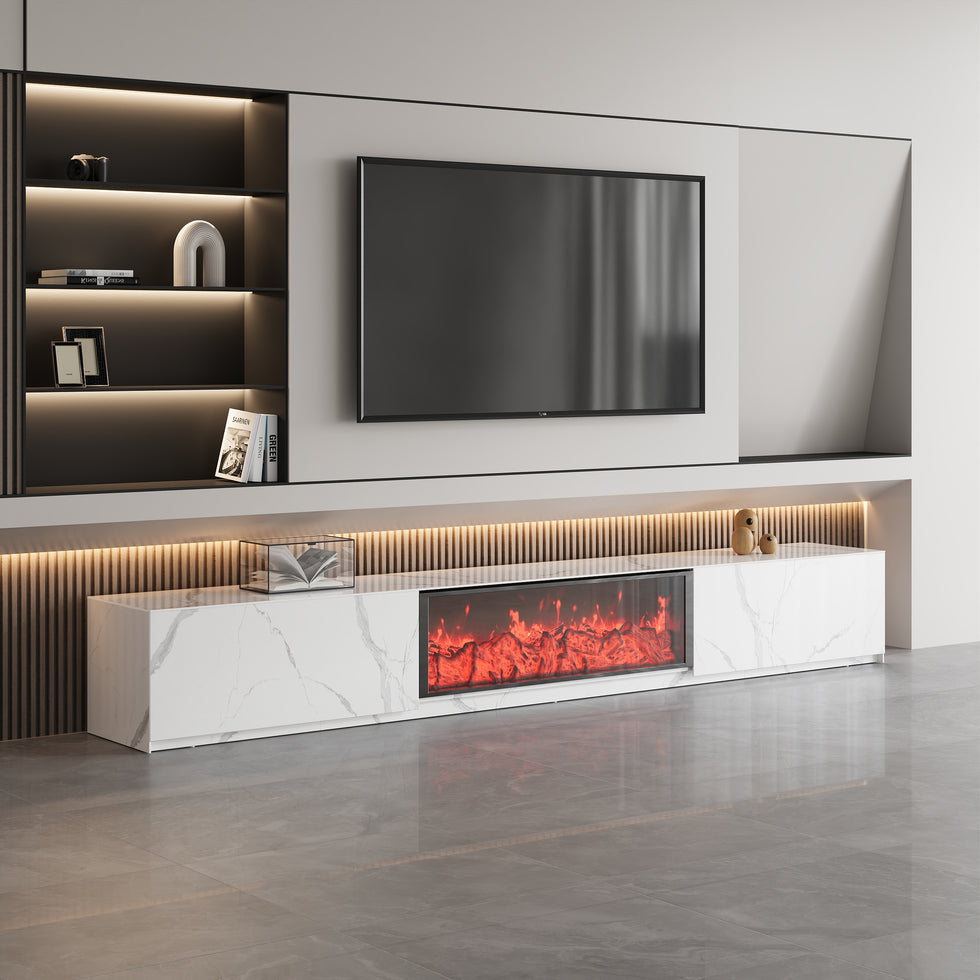 HMR - Electric Fireplace TV Stand with 2 Drawers